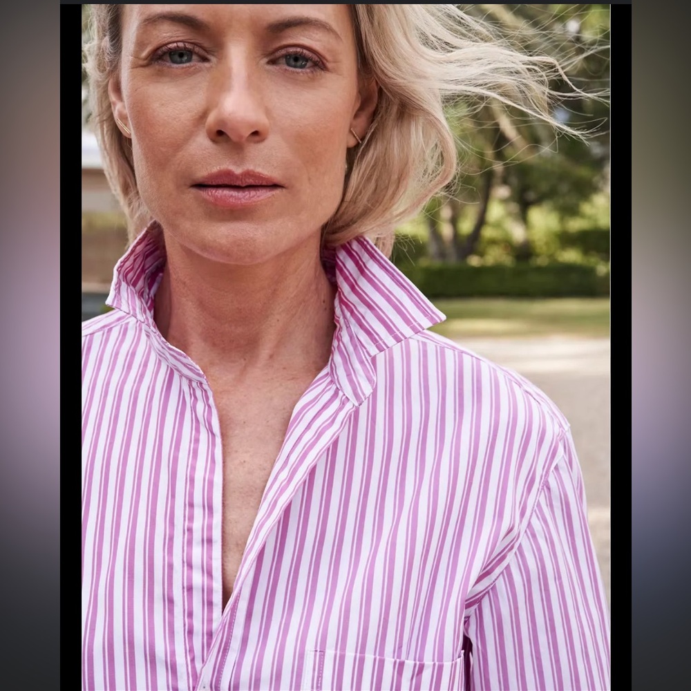 Frank & Eileen Shirt Women’s Joedy 100% Cotton Stripe XS Italy Made Oversized - Picture 3 of 11